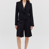 BLACK CREPE SUITING MURMUR JACKET