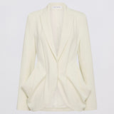 CREAM CREPE SUITING SURRENDER JACKET