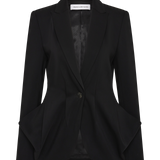 BLACK CREPE SUITING SURRENDER JACKET