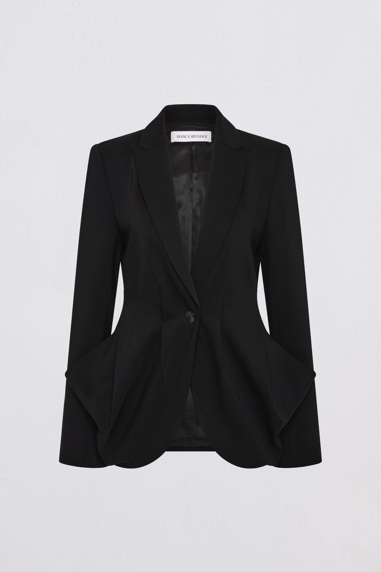 BLACK CREPE SUITING SURRENDER JACKET