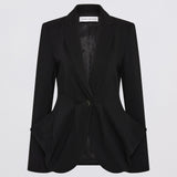 BLACK CREPE SUITING SURRENDER JACKET