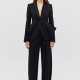 BLACK CREPE SUITING SURRENDER JACKET