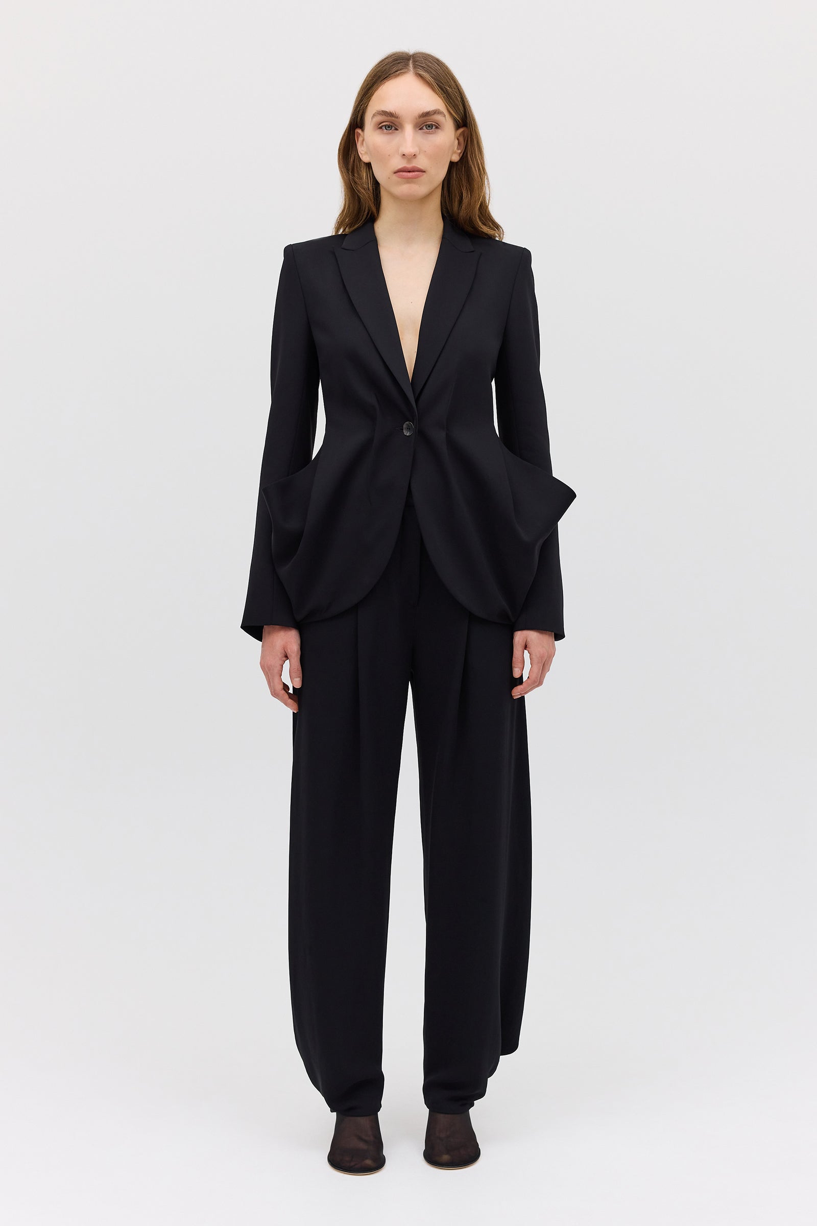 CREAM CREPE SUITING SURRENDER JACKET