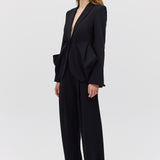 BLACK CREPE SUITING SURRENDER JACKET