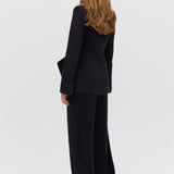 BLACK CREPE SUITING SURRENDER JACKET