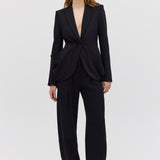 BLACK CREPE SUITING SURRENDER JACKET