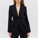 BLACK CREPE SUITING SURRENDER JACKET