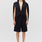 BLACK SATIN SUITING SURGES SHORT