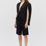 BLACK SATIN SUITING SURGES SHORT
