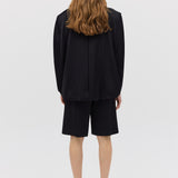 BLACK SATIN SUITING SURGES SHORT