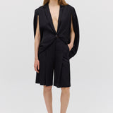 BLACK SATIN SUITING SURGES SHORT