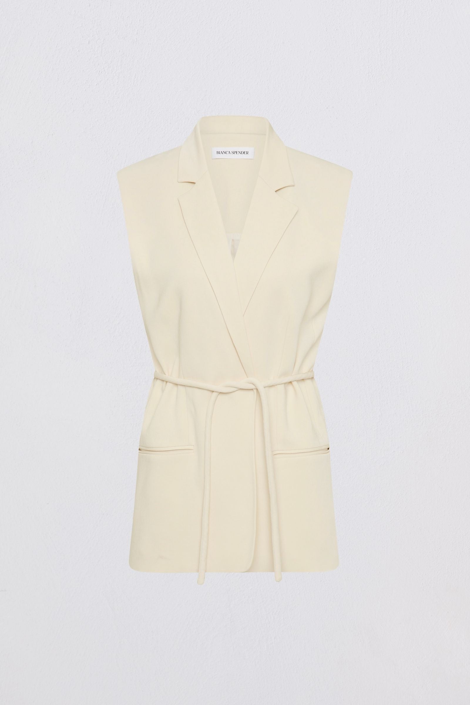 CREAM CREPE SUITING SHIFTING VEST
