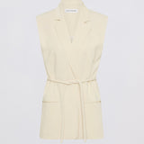 CREAM CREPE SUITING SHIFTING VEST