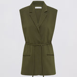 OLIVE CREPE SUITING SHIFTING VEST
