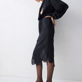 BLACK SATIN SUITING CAMPBELL BOMBER