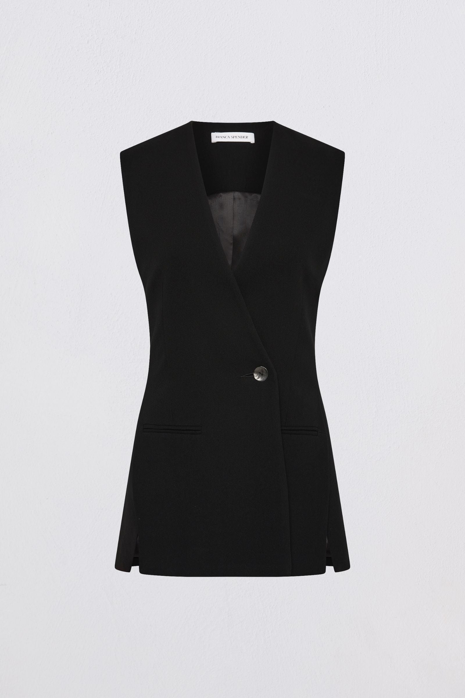 BLACK CREPE ELLIPSIS VEST