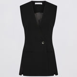 BLACK CREPE ELLIPSIS VEST
