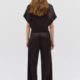CHOCOLATE SATIN SUITING MUTUAL JACKET