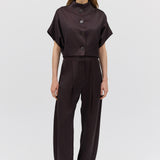 CHOCOLATE SATIN SUITING MUTUAL JACKET