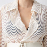 IVORY SCALLOPED LACE HENRI CROPPED TRENCH