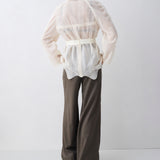 IVORY SCALLOPED LACE HENRI CROPPED TRENCH