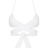 WHITE SPANDEX RISING SWIM TOP