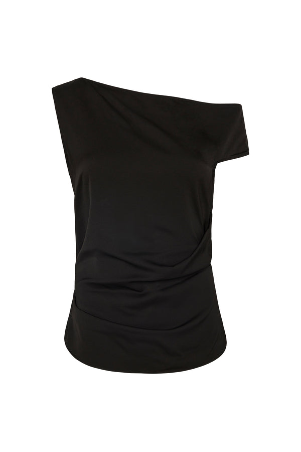 BLACK SATIN CREPE VICE TOP