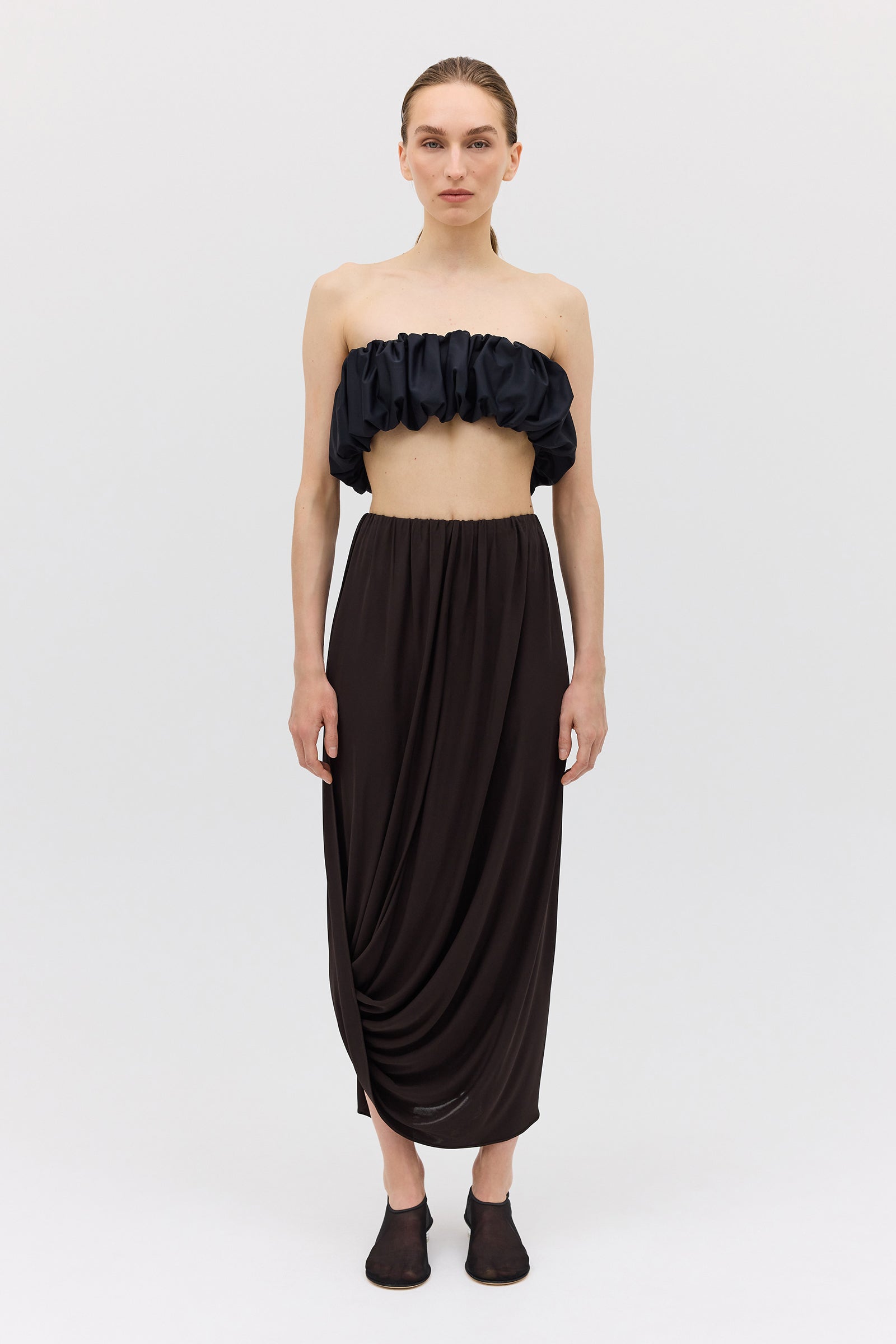 CHOCOLATE JERSEY RIPPLE SKIRT