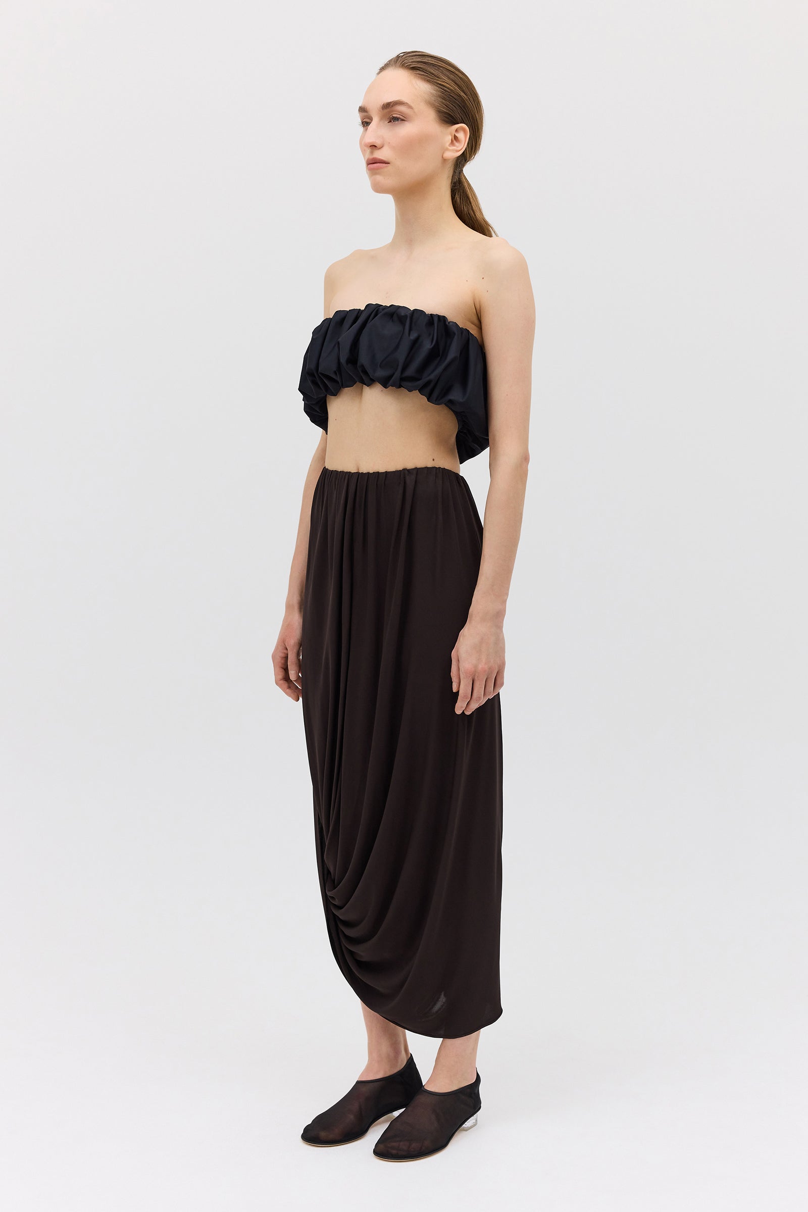 CHOCOLATE JERSEY RIPPLE SKIRT