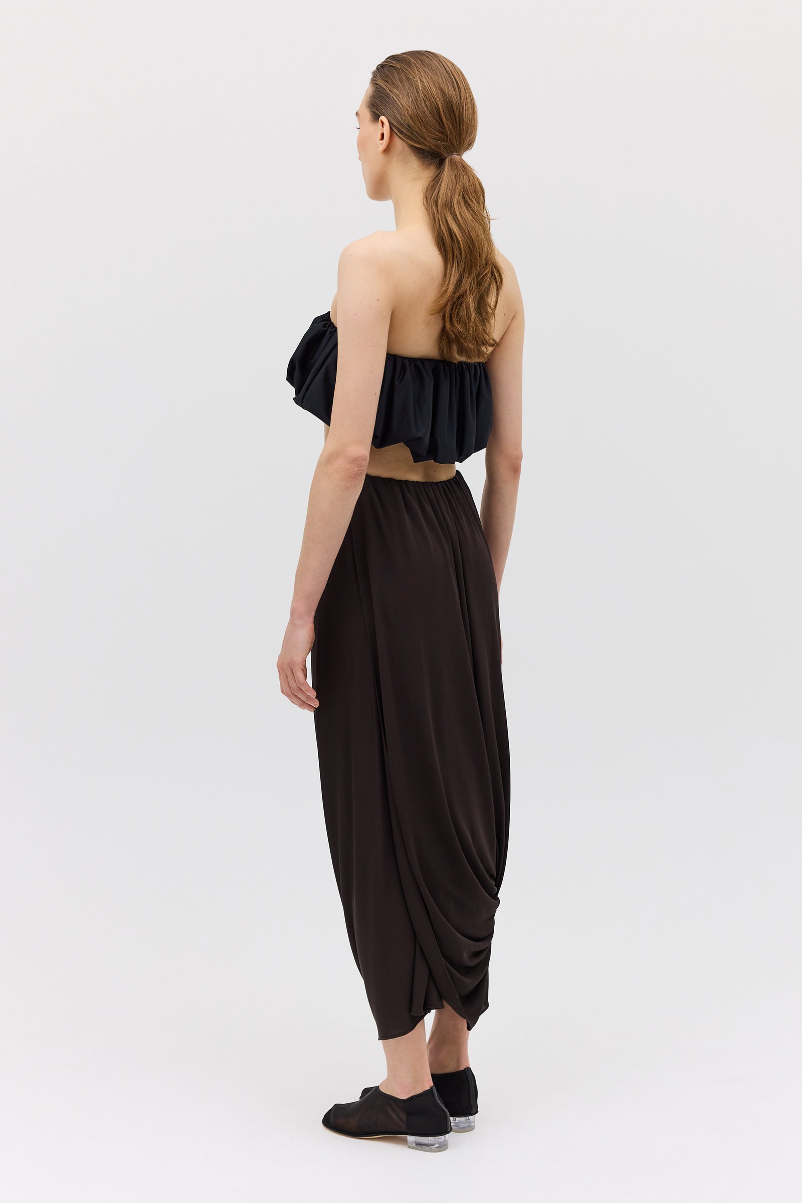 CHOCOLATE JERSEY RIPPLE SKIRT