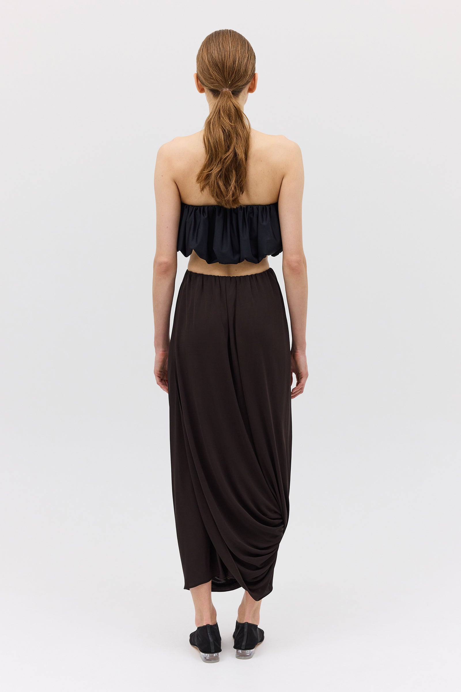 CHOCOLATE JERSEY RIPPLE SKIRT