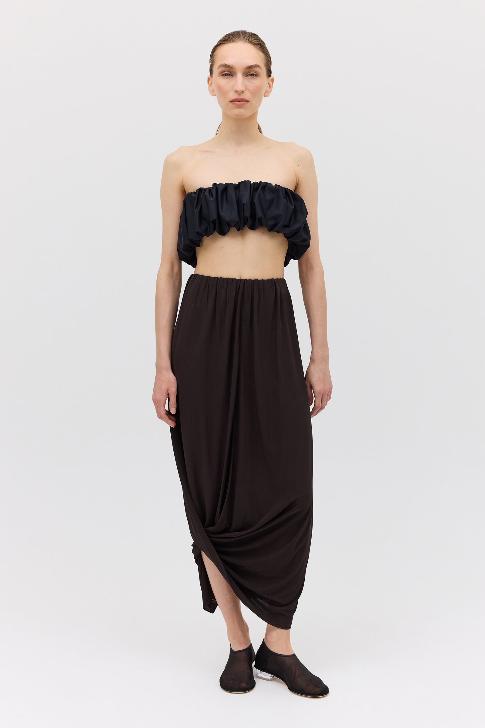 CHOCOLATE JERSEY RIPPLE SKIRT