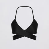 BLACK SPANDEX RISING SWIM TOP