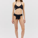 BLACK SPANDEX RISING SWIM BOTTOM