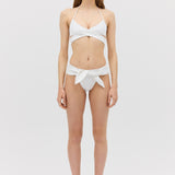 WHITE SPANDEX RISING SWIM TOP