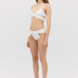 WHITE SPANDEX RISING SWIM BOTTOM