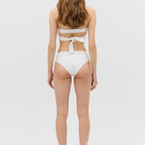 WHITE SPANDEX RISING SWIM BOTTOM