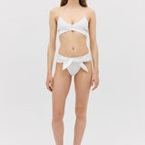 WHITE SPANDEX RISING SWIM BOTTOM