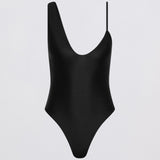 BLACK SPANDEX PLUNGE ONE PIECE