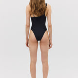 BLACK SPANDEX PLUNGE ONE PIECE