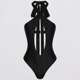 BLACK SPANDEX SURFACE ONE PIECE
