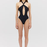 BLACK SPANDEX SURFACE ONE PIECE