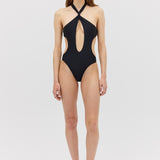 BLACK SPANDEX SURFACE ONE PIECE