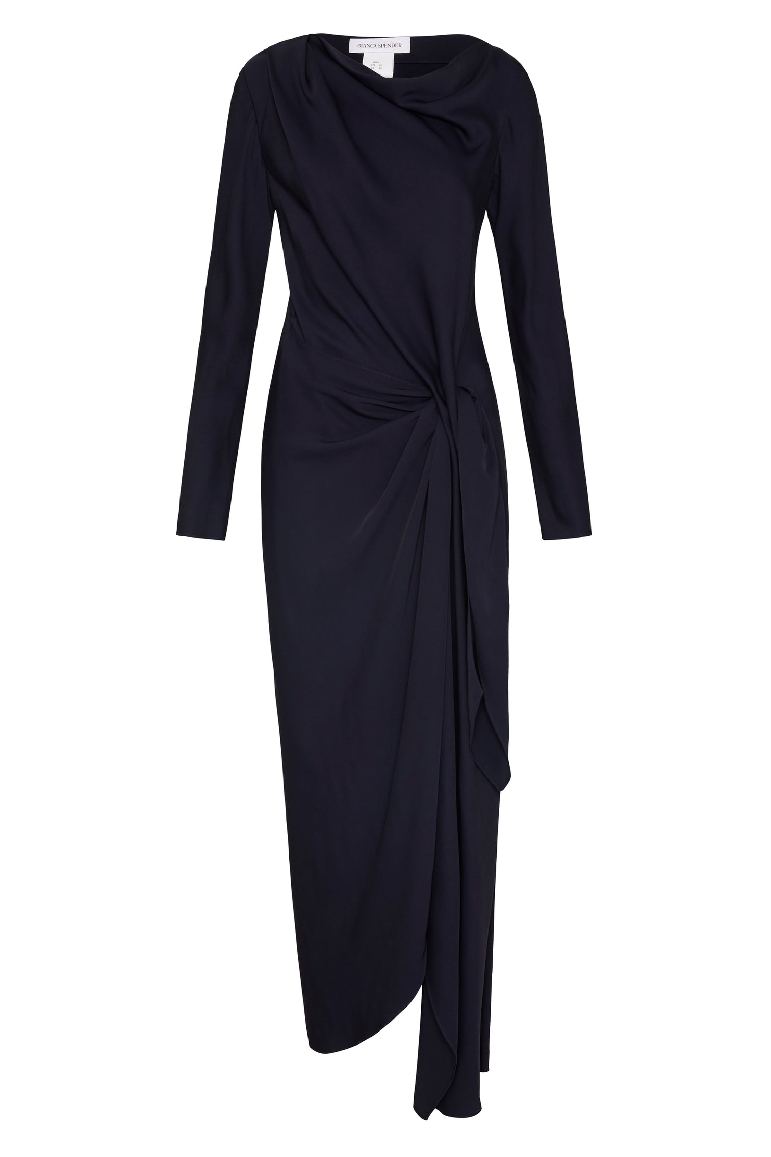 NAVY SATIN CREPE MORI MIDI DRESS – Bianca Spender