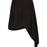 BLACK SATIN CREPE SPIRITED MINI SKIRT