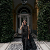 BLACK POLKA DOT SILK EMERGE DRESS