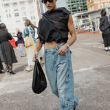 BLACK LIQUID ORGANZA TUMBLE TOP