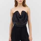 BLACK LIQUID ORGANZA TIDAL BUSTIER TOP