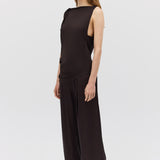 CHOCOLATE SATIN SUITING SURRENDER PANT