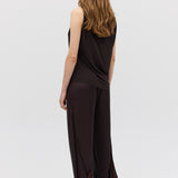 CHOCOLATE SATIN SUITING SURRENDER PANT